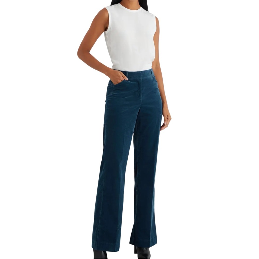 IRIS & INK Women’s Blue Corduroy Bootcut Pants Size 14‎ EUC Preppy Business